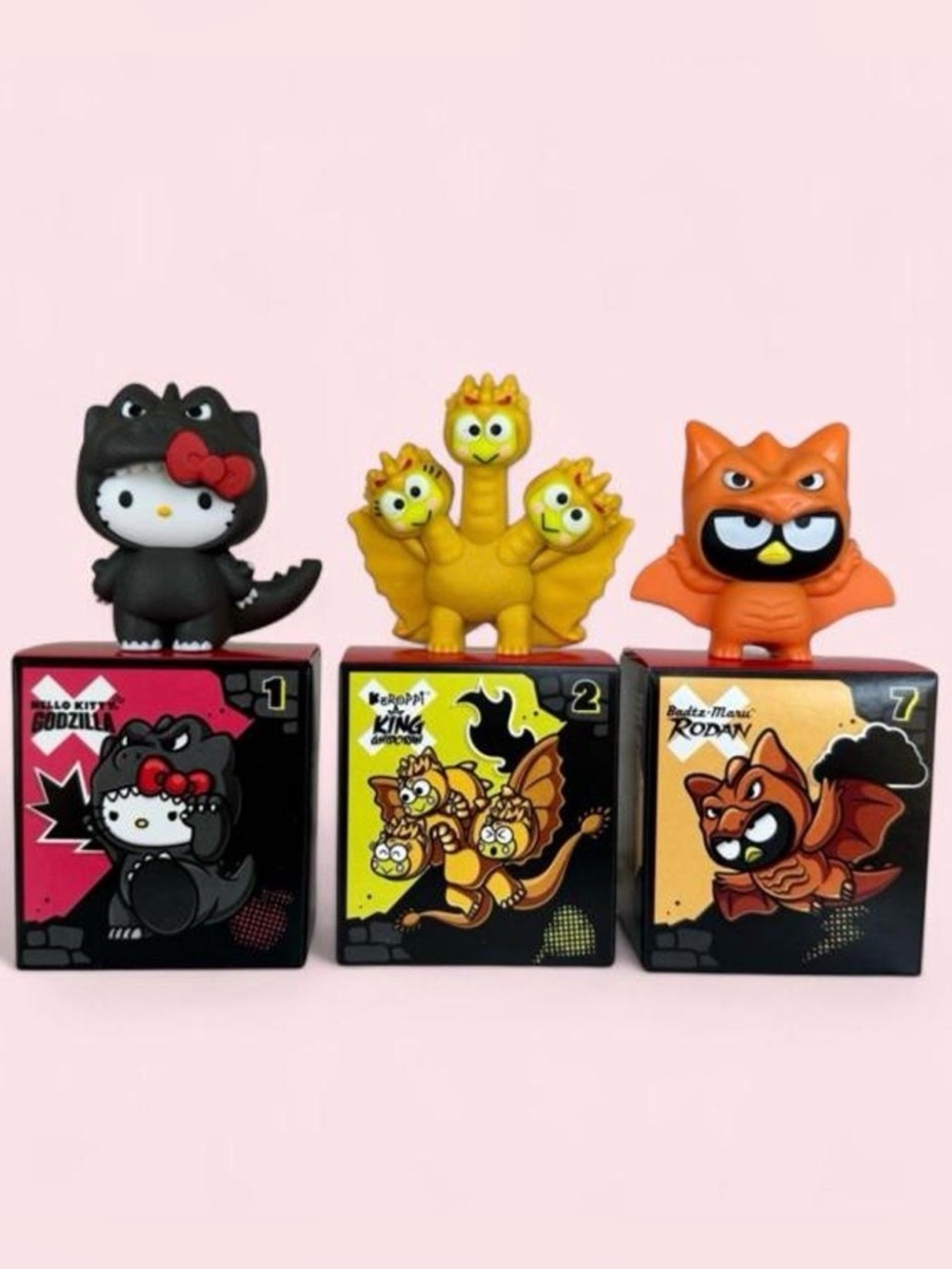 3 NEW McDonald’s Hello Kitty Godzilla Toys Box 1, 2, and 7